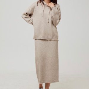 Hoodie Knit Two Piece/ sweatshirt and skirt